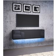 TV asztal VIVO 03 magasfényű fekete színben, LED világítással - TV asztal