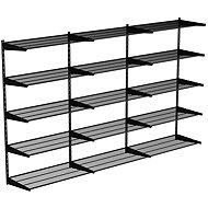 WALTECO Wall shelf assembly TRIPLE, 1500 × 2430 mm, black - Shelving Unit