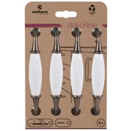 Walteco Set of furniture handles, 128 mm pitch, antique brass and white porcelain, 4 pcs - Grip Handle