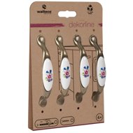 Walteco Set of furniture handles spacing 96 mm, antique brass/porcelain, bouquet, 4 pcs - Grip Handle