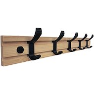 Walteco Bamboo hanging rail 550 × 70 mm, 5 hooks in mat black - Coat Hanger