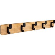 Walteco Bamboo hanging rail with 5 hooks in matte black - Coat Hanger