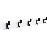 Walteco White MDF wooden bar with 5 hooks in matte black - Coat Hanger