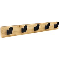 Walteco Bamboo hanging rail, 5 hooks in mat black - Coat Hanger