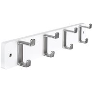 Walteco White MDF hanging rail with 4 nickel hooks - Coat Hanger