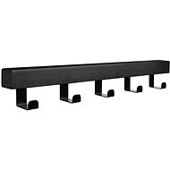 Walteco Black MDF wooden hanging rail with 5 hooks in matte black - Coat Hanger