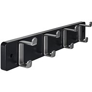 Walteco Black MDF hanging rail with 4 nickel hooks - Coat Hanger