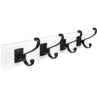 Walteco Hanger rail made of white MDF with 4 hooks in mat black - Coat Hanger