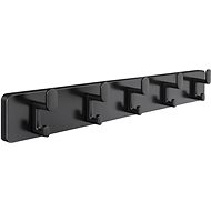 Walteco Hanger rail 550 × 70 mm, 5 hooks, black MDF and mat black - Coat Hanger