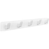 Walteco White MDF hanging rail, 550 × 70 mm, 5 hooks - Coat Hanger