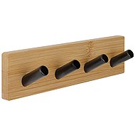 Walteco Bambusová věšáková lišta, 4 háčky, hranatá, černá - Coat Hanger
