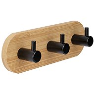 Walteco Bambusová věšáková lišta, 3 háčky, oválná, černá - Coat Hanger