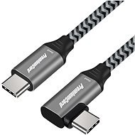 PremiumCord USB-C zahnutý kábel (USB 3.2 GEN 2, 3 A, 60 W, 20 Gbit/s) bavlnené opletenie 1 m - Dátový kábel