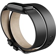 Fitbit Luxe Premium Horween Leather Double Wrap, Black, One Size - Watch Strap