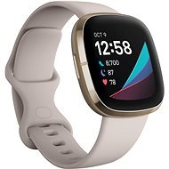 Fitbit Sense – Lunar White/Soft Gold Stainless Steel - Fitness náramok