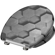 SCHÜTTE Slow closing toilet seat GREY HEXAGONS - Toilet Seat