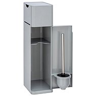 Wenko Toilet paper holder with toilet brush IMON, 6in1, grey - Free Standing Toilet Roll Holder