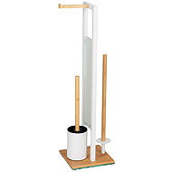 Wenko Stand for toilet paper and toilet brush RIVALTA, bamboo, 3in1 - Free Standing Toilet Roll Holder