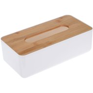 Storagesolutions tissue box with bamboo lid 26 × 13 × 8 cm white - Tissue Box