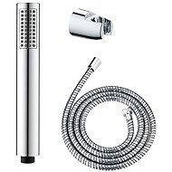 WENKO Basic, hand shower with 150cm hose and holder, baton handset, silver - Shower Set