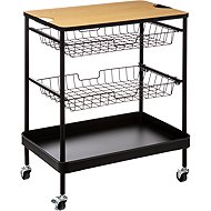 5five Simply Smart Kitchen Trolley with Tray and Baskets, Black - Shelving Unit