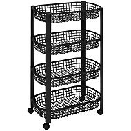5five Simply Smart Basket Kitchen trolley on wheels, plastic, 46,5 × 25,5 × 79 cm, black - Shelving Unit