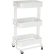 Storagesolutions Kitchen trolley on wheels, 3 tiers, square, white - Shelving Unit