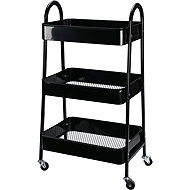 Storagesolutions Kitchen trolley on wheels, 3 tiers, black - Shelving Unit