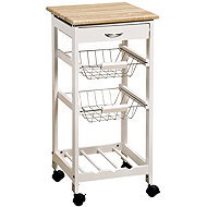 Kesper Three-tier kitchen trolley with bottle compartment and drawer, white - Cart