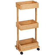 Wenko Allegre Bamboo Bathroom shelf on castors, 3 shelves - Shelving Unit