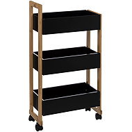 5five Simply Smart Bamboo Bathroom shelf on wheels, black, 3 tiers - Shelving Unit