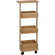 5five Simply Smart Narrow bathroom shelf on wheels, bamboo - Shelving Unit