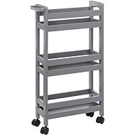 5five Simply Smart Extra narrow bathroom shelf on castors, 3 shelves, width 15 cm, grey - Shelving Unit
