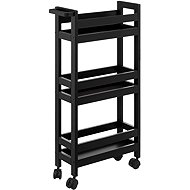 5five Simply Smart Extra narrow bathroom shelf on castors, 3 shelves, width 15 cm, black - Shelving Unit