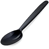 Wimex Plastic spoon 18,5 cm, reusable, black - 50 pcs - Tablespoon