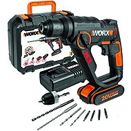 WORX Drilling Hammer 3in1 AKU 20V with accessories in case WX390 (1 × 2 Ah) - SDS-Plus Rotary Hammer Drill