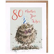 Wrendale Designs 80th Birthday Card Owl - Greeting Card