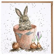 Wrendale Designs Wish Rabbit in a pot - Greeting Card
