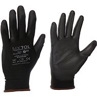 Sixtol Polyester semi-wet polyurethane work gloves Glove PE-PU 9, black, size 9" - Work Gloves