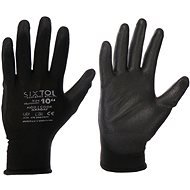 Sixtol Rukavice pracovní z polyesteru polomáčené v polyuretanu Glove PE-PU 10, černé, velikost 10 - Pracovní rukavice