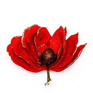 DECOLED Christmas ornaments - flower with clamp, red, 20 cm - Christmas Decoration