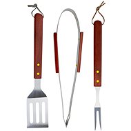 VERGIONIC Barbecue tools set of 3, BBQ wood, stainless steel - Grill Set