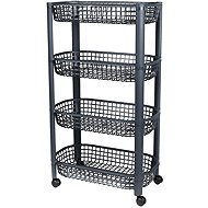 DOCHTMANN Mobile storage trolley 4 shelves 46,5 × 26 × 78,8 cm, grey - Shelving Unit
