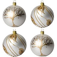 KOULIER Christmas ornaments - balls, glass, white/gold, 4 pcs - Christmas Ornaments