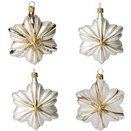 KOULIER Christmas decorations - stars, glass, white/gold, 4 pcs - Christmas Ornaments