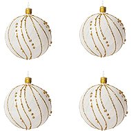 KOULIER Christmas ornaments - balls, glass with aces, white/gold, 4 pcs - Christmas Ornaments