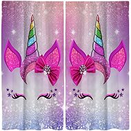 EXCELLENT Finished girls curtains 130 × 210 cm - Unicorn with a bow - Drape