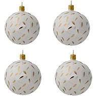 KOULIER Christmas ornaments - balls, glass with teardrops, white/gold, 4 pcs - Christmas Ornaments