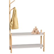 DOCHTMANN Children's shoe rack - 2 shelves, children's rack 80 × 30 × 120 cm, bamboo, white - Coat Hanger