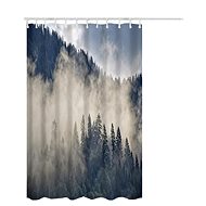 4sleep Shower curtain 180 × 200 cm, forest, blue and white - Shower Curtain